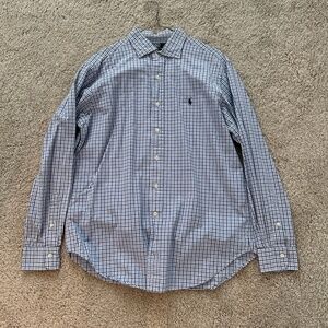 Polo Ralph Lauren Men's Long Sleeve Button-Down, Blue Checkered, Size L